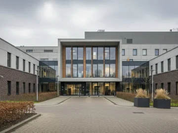 News image about realistic Dutch justice and forensic care stock photo: modern courthouse or secure healthc