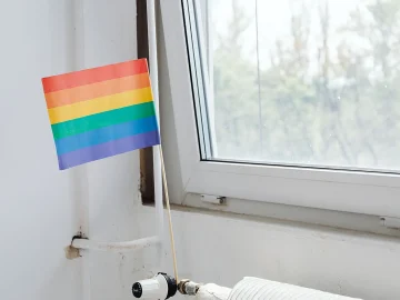 Rainbow flag flying outdoors, illustrating the story about Rainbow flag thefts and public displays